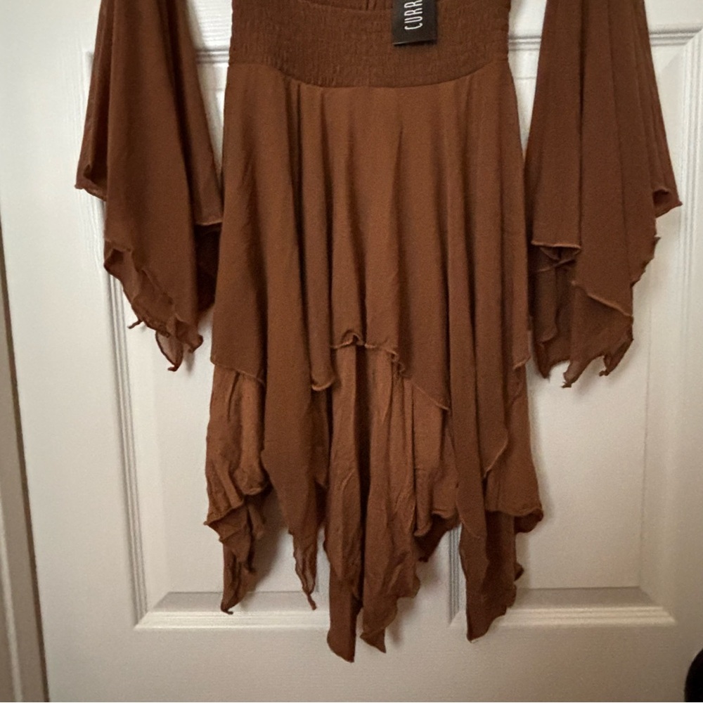 NWT Dolls Kill MUSICAL ODYSSEY MINI DRESS - BROWN CURRENT MOOD XS - Picture 3 of 15
